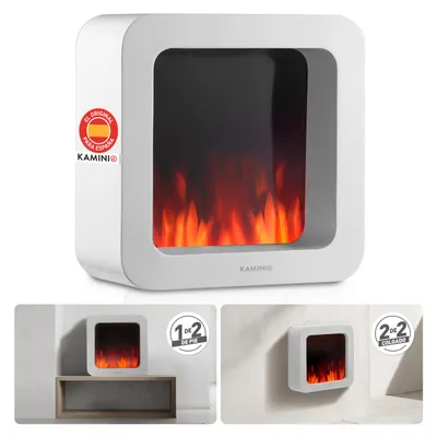 Imagen del producto de KAMINIO Chimenea eléctrica de mesa MIA XL: Chimenea eléctrica decorativa para mesa con efecto de llama 3D, batería de larga duración para uso portátil - Blanco, Imagen generada por IA