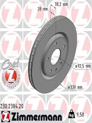 Produktbild von 2x ZIMMERMANN 230.2384.20 Bremsscheibe Vorderachse