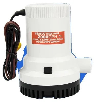 Obrázok produktu pre Námorná čerpadlo na odčerpávanie vody, 2000 GPH, 12 V, maximálny prúd 8,5 A, výška zdvihu 20 ft, výstup 1-1/8"