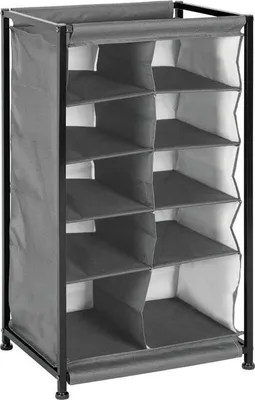 Produktbild von Schuhregal 10 Fächer Stoffregal Metallrahmen Schuhschrank anthrazit 78cm mdesign