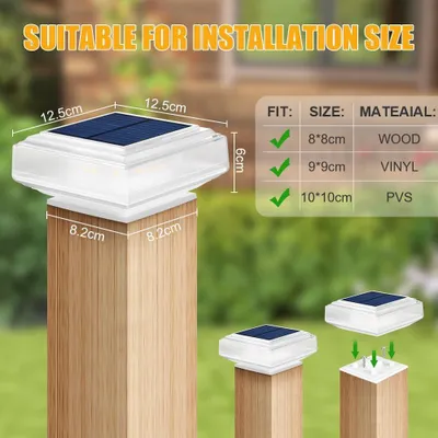 Image de Lampes solaires pour poteaux - Éclairage extérieur LED - Éclairage de jardin - Énergie solaire - Lot de 2 - Blanc