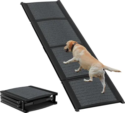 Produktbild von JOIEYOU Hunderampe Klappbar Auto Hundetreppe mit Teppichoberfläch Haustierrampe Hundeautorampe Anti-Rutsch bis 110 kg Einstiegshilfe Rampe Hund für Auto LKW SUV