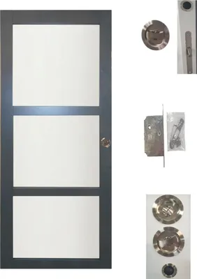 Image de Porte Coulissante Blakeria RAL7016 Vitree H204 x L83 + serrure aÂ  condamnation
