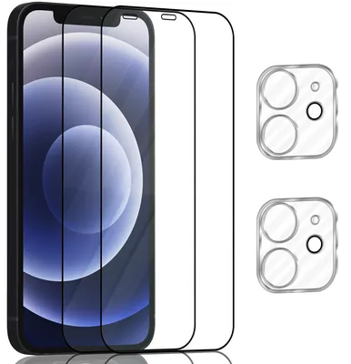 Produktbild von 2-Pack iPhone 12 Mini Displayschutzfolie & 2-Pack Kameraschutz - Gehärtetes Glas 9H - Super Qualität 3D