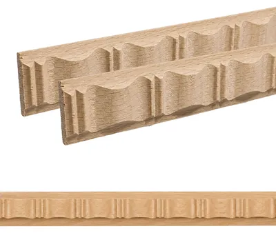 Produktbild von Holz Profilleiste in 25 x 6 x 1000 mm | 2er Set - 2 Meter | Schnitzleiste aus Buchenholz SB-295 mit 3D Wellen Design