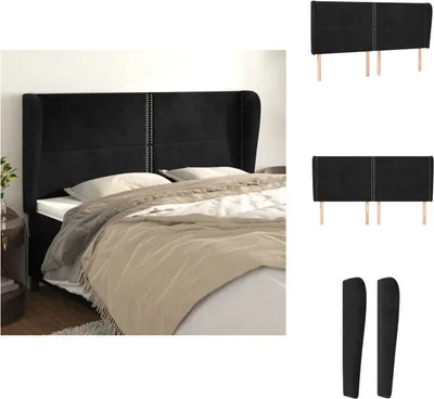 Produktbild von vidaXL Kopfteil mit Ohren Schwarz 203x23x118/128 cm Samt -  Kopf- & Fußenden