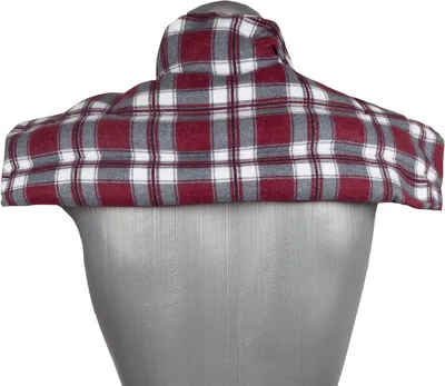 Produktbild von Wärme Nackenkissen: Traubenkernkissen Schulter & Nackenkissen mit Kragen. Nackenwärmer Körnerkissen Wärmekissen (Flanell karo-rot, Traubenkerne)