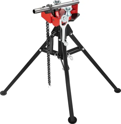 Produktbild von Rohrketten-Schraubstock, 1/8" - 5" Kapazität, Stahlmaterial, verstellbare Höhe 36" - 43", 36,4" Kettenlänge, wiegt 39 lbs