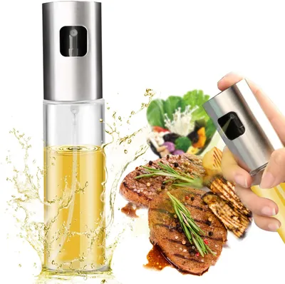 Produktbild von Ölsprüher mit extra feinem Sprühnebel - 100ml Sprühflasche - Premium Essig- und Öl Zerstäuber aus transparentem Kristallglas