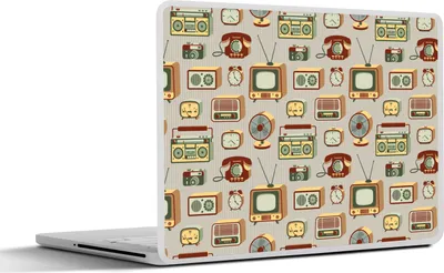 Produktbild von MuchoWow® Laptop Aufkleber Sticker Cover Radio - Telefon - Retro - Muster 32.5x23.5 cm - Sticker für Laptop - Selbstklebend