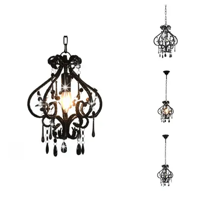 Produktbild von vidaXL Deckenleuchte mit Perlen Schwarz Rund E14 - Lampen