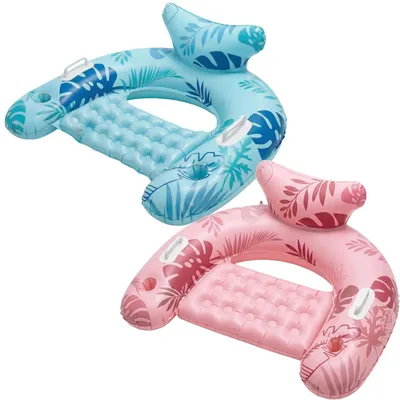 Produktbild von Aufblasbarer Poolstuhl, verstellbarer Komfort, integrierte Getränkehalter, 2PCS Pflanzenstil