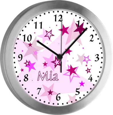 Produktbild von Kinderzimmer Funkwanduhr, Funkuhr Wanduhr Kinder, Sterne rosa 25 cm