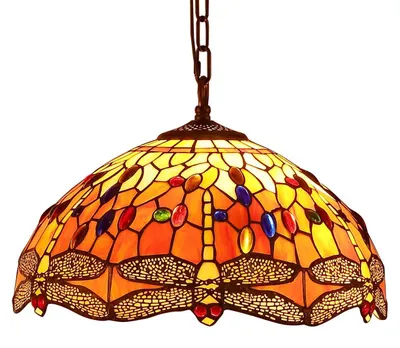 Zdjęcie produktu dla Lampa sufitowa w stylu vintage, wykonana ze szkła, z abażurem ręcznie robionym o szerokości 40 cm