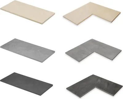Produktbild von Trend Keramik-Beckenrandsteine Set f. REB 500 x 300 cm | Ecke 90 Grad | Earthstone Grey / Hellgrau