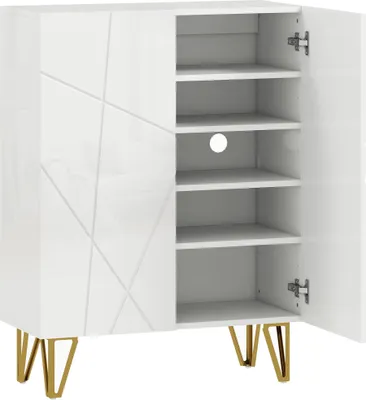 Produktbild von Schuhschrank mit 2 Türen, Schuhregal, Schuhaufbewahrung mit 3 Verstellbaren Ablagen 72 x 31,5 x 95 cm, Weiß