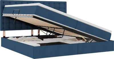 Obrázek produktu pro Postel s úložným prostorem a matrací s čelo Modrá 200 x 200 cm
