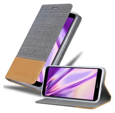 Produktbild von Cadorabo Hülle für Huawei Y6 PRIME Schutzhülle in Grau Handy Hülle Etui Book Case Cover