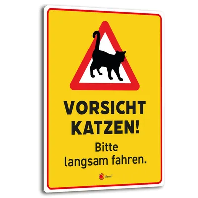 Produktbild von Vorsicht Katzen! Aluverbund Schild I 30 x 40 cm I Achtung Warnhinweis I gelb I az145