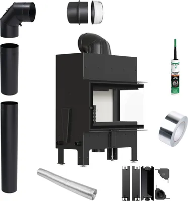 Immagine prodotto di Inserto per caminetto KRATKI FLOKI M destra 10kW fi200 set di tubi ad angolo