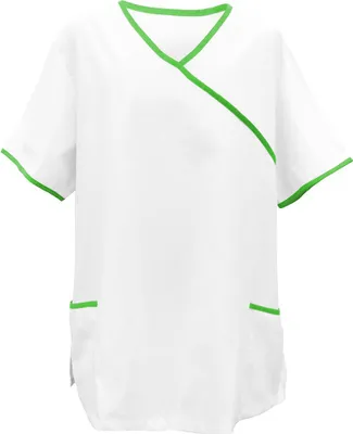 Produktbild von Schlupfkasack weiß mit Paspel lemongreen Gr. M : M : 50% Baumwolle 50% Polyester 175 g/m² : lemon green