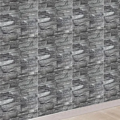 Productafbeelding van 3D Wandpanelen, zelfklevend, 70 cm x 5 m, steenlook, baksteen, zwart, waterdicht, PE-schuim