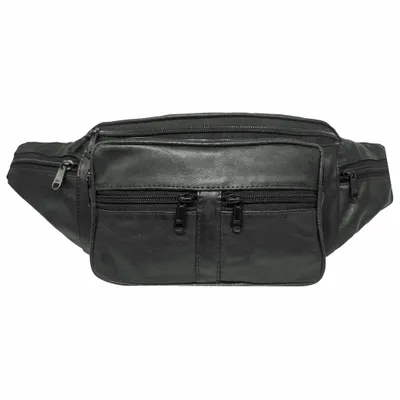 Produktbild von Bauchtasche in Echt Leder mit Gürtellänge bis 138cm Schwarz Umhängetasche Gürteltasche