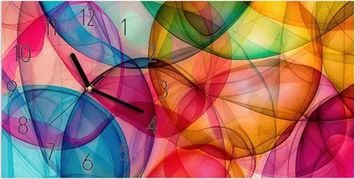 Produktbild von Wanduhr aus Glas mit Motiv Farbenpracht- 60 x 30 cm - inkl. Aufhängesystem