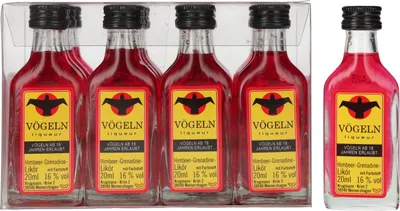 Produktbild von Krugmann 20 x Vögeln | Himbeere-Grenadine Likör 16 % Vol. á 20 ml Shot Kurzer