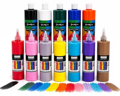 Acrylfarbe Set 12 x 500 ml, für Holz, Stein, Leinwand, Metall