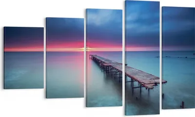 Produktbild von Bild auf Leinwand - Leinwandbild - 5 Teile - Brücke Meer Landschaft - 100x60cm - Wand Bild - Wanddeko - Wandbilder - Leinwanddruck - Bilder - Wanddekoration - Leinwand bilder - EG100x60-4955