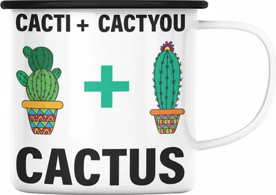 Produktbild von Trendation - Kaktus Emaille Tasse Spruch Liebe Valentinstag Freundin Freund Geschenkidee Bester Freund Liebe (Schwarz)