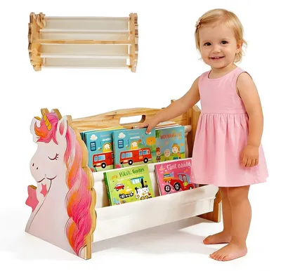 Produktbild von Montessori Holz Bücherregal mit 4 Regalen