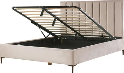 Obrázek produktu pro BELIANI Sametová postel 180 x 200 cm taupe čalouněná s úložným prostorem moderní