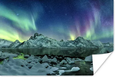 Produktbild von MuchoWow® Poster Meer - Eis - Nordlicht - Winter - Natur 60x40 cm - Schlafzimmerdekoration