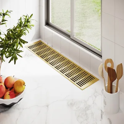 Produktbild von Aluminium Lüftungsgitter 130mm x 1000mm Gold F3 Lüftung Heizungsdeckel Stegblech