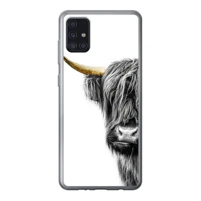 Produktbild von MuchoWow® Handyhülle Schutzhülle Hülle für Samsung Galaxy A52 5G Schottischer Highlander - Tiere - Schwarz und Gold Silikon Softcase Handy Hülle - Umschlag