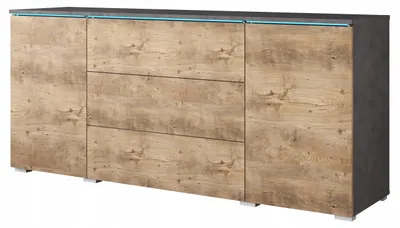 Zdjęcie produktu dla komoda 150 cm do salonu 3 szuflady 2 szafki matera/kasztan mat