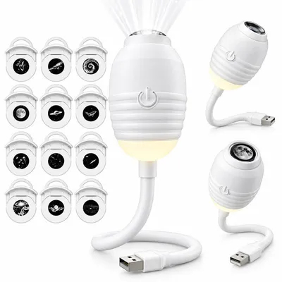 Produktbild von Galaxie Projektor, Sternenhimmel-Projektor USB, 2-in-1 Nachtlicht mit 12 Projektionsscheiben, Touch-Steuerung und stufenloser Dimmung