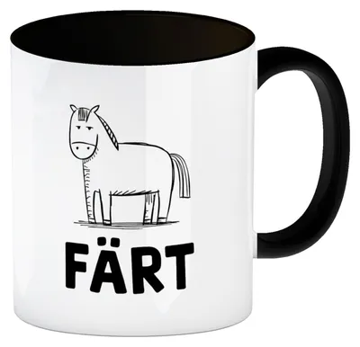 Produktbild von Färt Kaffeebecher in schwarz mit Pferdeskizze