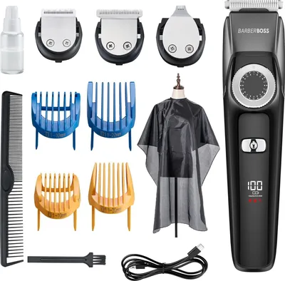 Produktbild von 3-in-1-Haar-, Bart Detailschneider, Haarschneider für Herren, Gesichtspflegeset, Präzisionsknopf,4 Kämme, USB-aufladbar, LED-Licht,100% wasserdicht