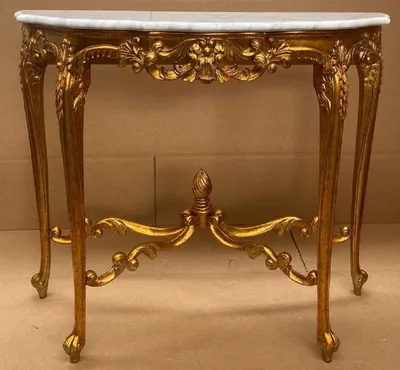 Produktbild von Casa Padrino Luxus Barock Konsole Gold / Weiß - Handgefertigter Massivholz Konsolentisch mit Marmorplatte - Barock Möbel - Luxus Qualität -  Italy