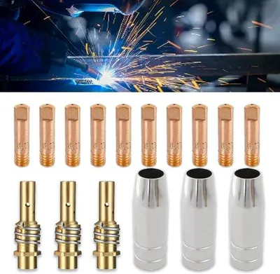 Produktbild von Lasaccessoires-Set für MIG/MAG-Lasmaschine mit 16 Gasdöpfen, Ersatzteilen und Zubehör für optimale Leistung