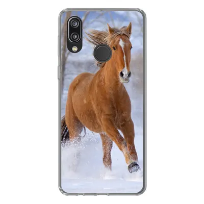 Produktbild von MuchoWow® Handyhülle Schutzhülle Hülle für Huawei P20 Lite (2020) Pferd - Schnee - Braun Silikon Softcase Handy Hülle - Kartenhalter