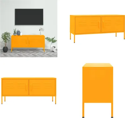 Image de vidaXL Armoire TV jaune moutarde 105x35x50 cm Acier - Armoire TV - Armoires TV - Armoire Hi-Fi - Armoires Hi-Fi