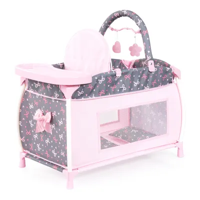 Produktbild von Bayer Design 62804AA Puppenbett mit integriertem Hochstuhl, Esstablett, Mobile, Bettdecke, Kissen, modern, für Puppen bis 46 cm