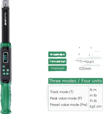 Obrázek produktu pro Momentový klíč, vyměnitelné hlavice, digitální přesnost, 68-135Nm