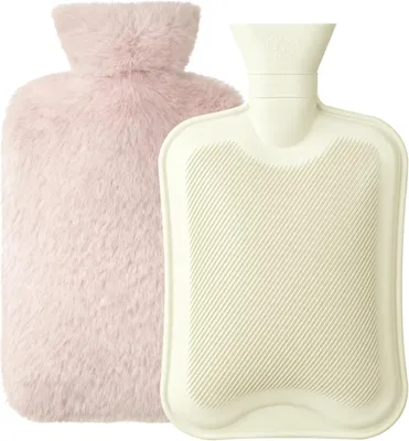 Image de Bouillotte avec housse douce, 2 litres, en caoutchouc naturel, pour enfants et adultes