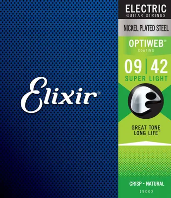 Packaging for Elixir electric guitar strings.