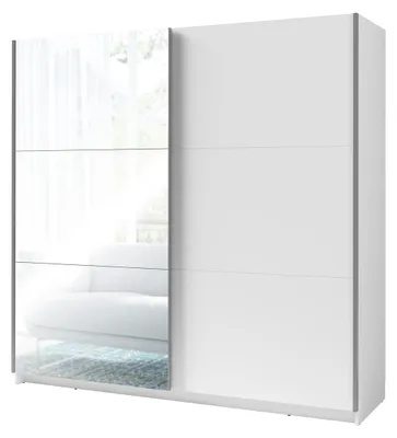 Productafbeelding van Kledingkast met 2 schuifdeuren en spiegel - 150 cm - mat alpien wit - collectie ARSALA